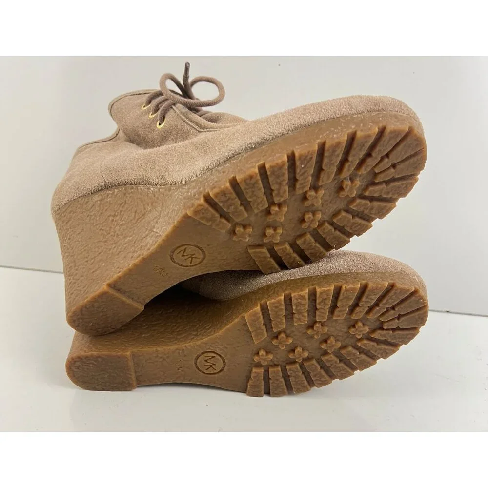 Michael Kors Rory Suede Ankle Boots Bootie Wedge‎ Dune Size 10